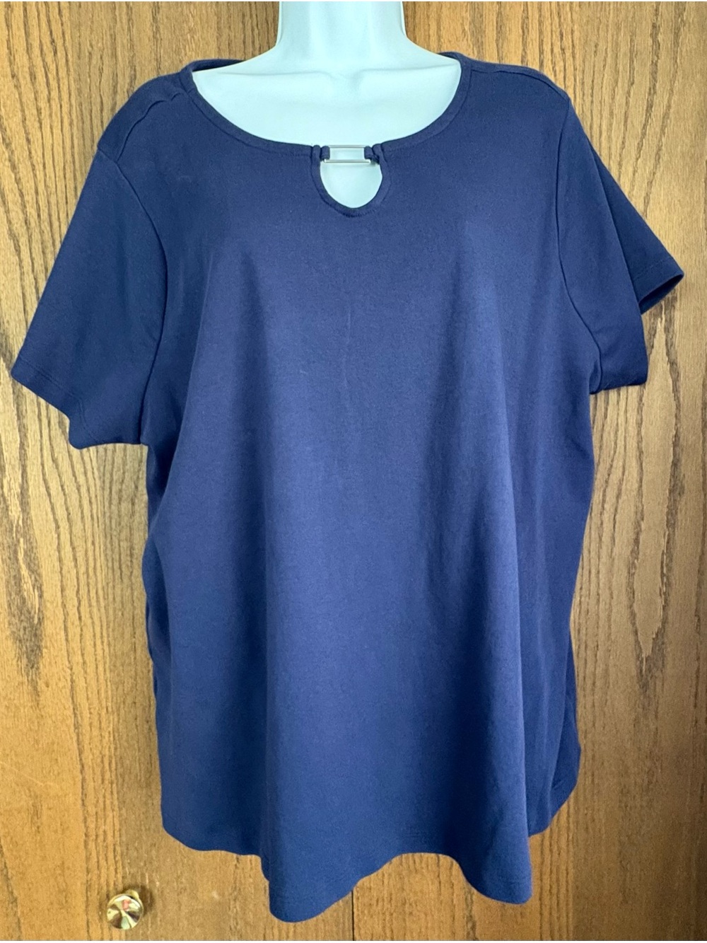 Coral Bay Navy Short-Sleeve Keyhole Tee